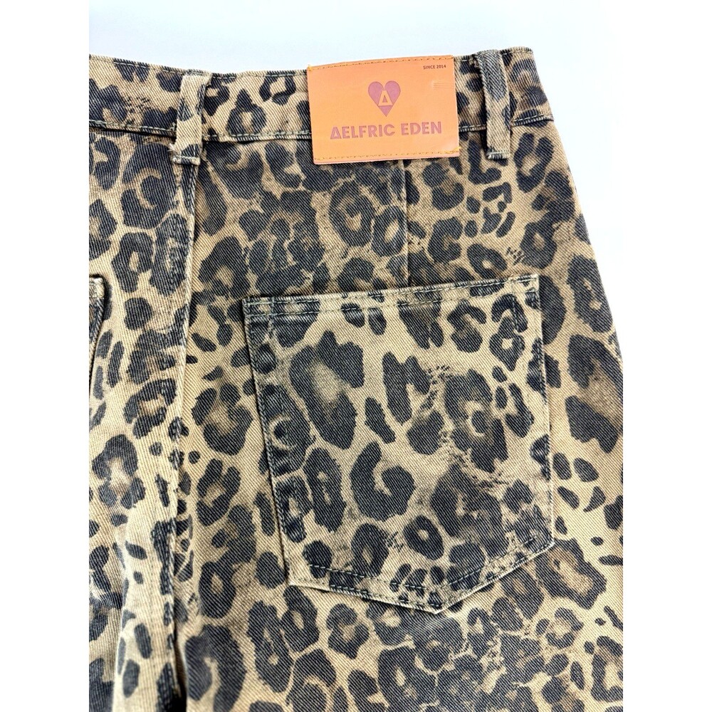 Delfric Eden Leopard Print Wide Leg Jeans Womens 29 High Rise Animal Print Stree - Picture 8 of 11